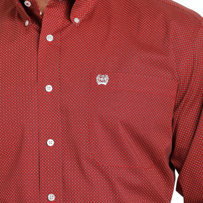 Cinch Men's Red Diamond Print Long Sleeve Shirt - Korvel