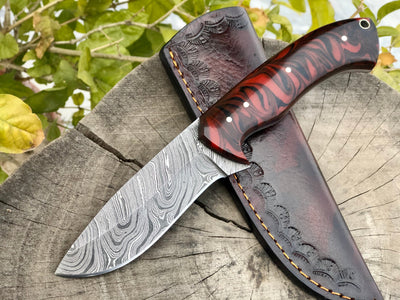 Premium Damascus Steel Skinning Knife with Resin Handle - Korvel