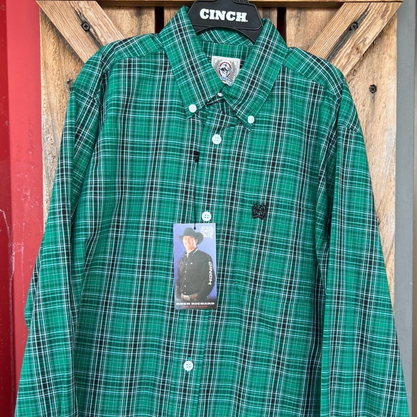 Cinch Boys' Hunter Green Plaid Long Sleeve Shirt - Korvel