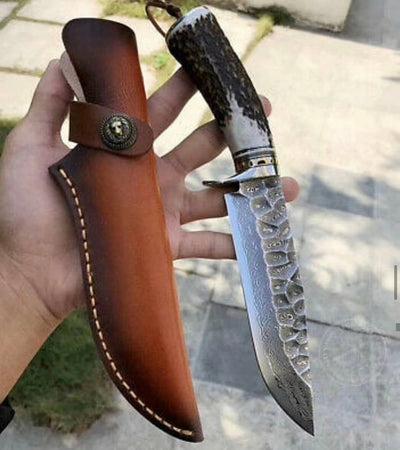 Artisan Crafted Viking-Style Damascus Steel Hunting Knife - Korvel