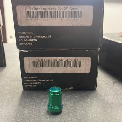 NNR 12x1.25 Seven-Sided Lugs in Green