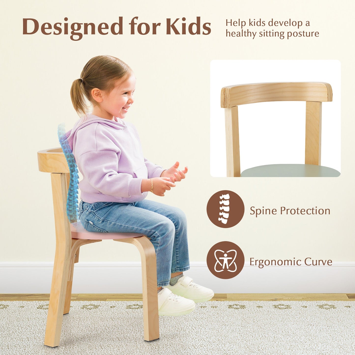 5-Piece Kids Wooden Activity Table and Chair Set with Toy Bricks