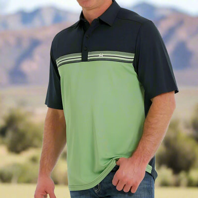 Cinch Men's Arena Flex Color Block Polo - Green/Navy - Korvel