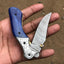 Artisan Crafted Damascus Steel Folding Pocket Knife with Vibrant Bone Handle & Leather Sheath - Korvel