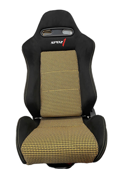 SPDZ1 Pole Position 7 Racing Seats - Black Cloth/Yellow Kevlar