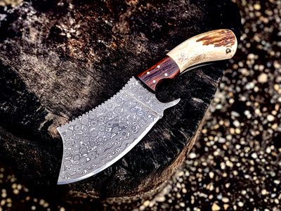 Premium Raindrop Damascus Steel Cleaver Knife - Korvel