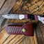 Premium Folding Pocket Knife with Buffalo Horn Handle & Color Wood Inlays - 3" Blade & Leather Sheath - Korvel
