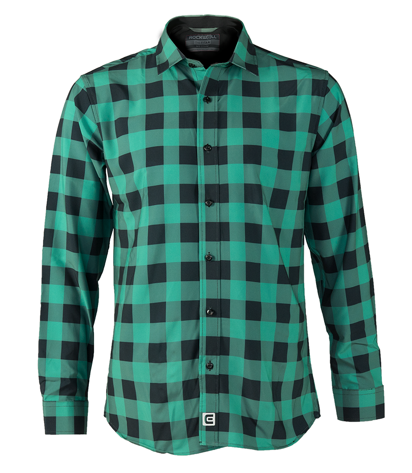 Titan Performance Shirt - Black/Green Plaid Long Sleeve - Korvel