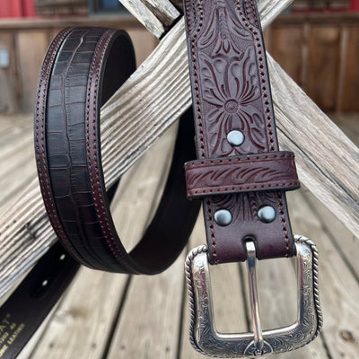 Stylish Black Crocodile Pattern Belt for Men | Ariat - Korvel