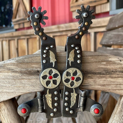 Vintage Red Stone Western Spurs - Korvel