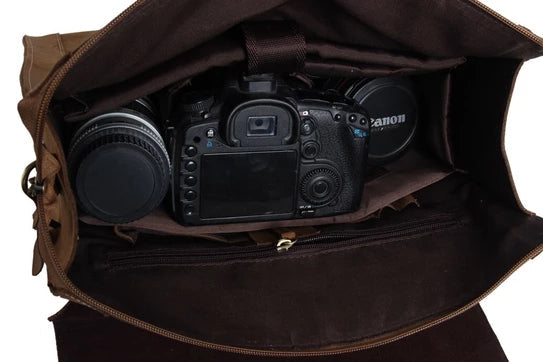 Chic Light Brown Leather Camera Bag for Creative Photographers - Korvel