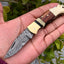 Artisan Crafted Damascus Steel Compact Folding Knife with Bone and Rosewood Handle - Korvel