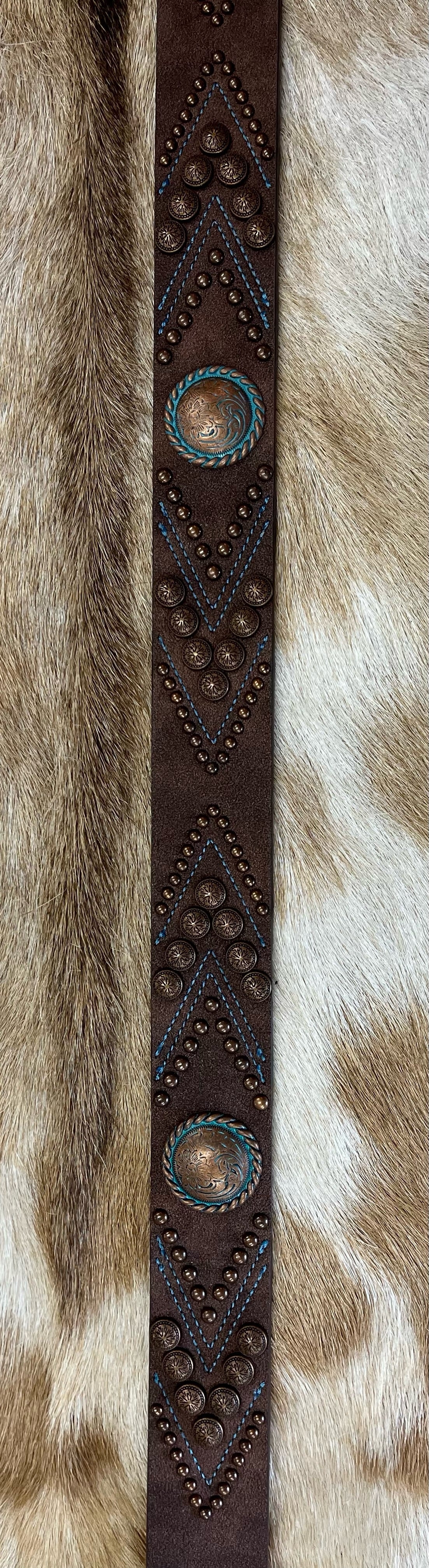 Nocona Women's Distressed Brown Belt with Copper Accents - Korvel