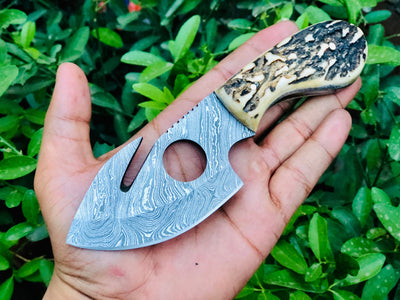 Premium Handmade Deer Antler Guthook Skinning Knife - Korvel
