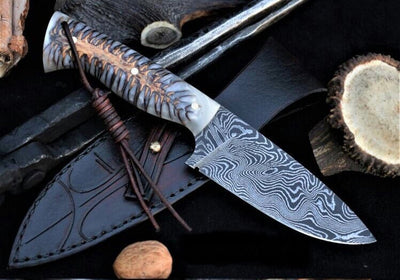 Artisan Pine Cone Damascus Skinning Knife - Korvel