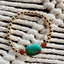 Pulsera de Turquesa Natural y Ámbar Báltico con Relleno de Oro de 14K