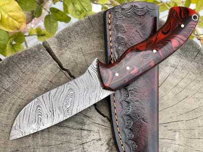 Premium Damascus Steel Skinning Knife with Resin Handle - Korvel