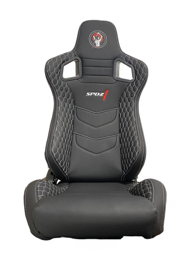 SPDZ1 Katana Racing Seats - Black Leather with White Cross Stitch