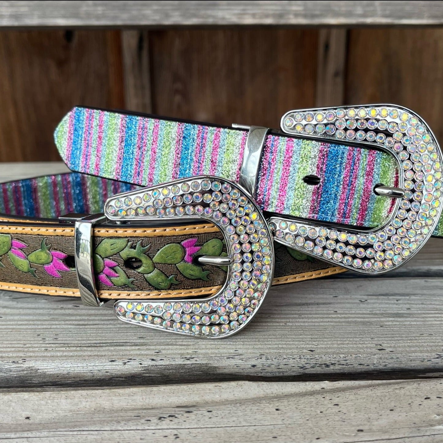 Dual-Sided Glitter & Cactus Kids Belt - Korvel