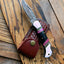 Premium Folding Pocket Knife with Buffalo Horn Handle & Color Wood Inlays - 3" Blade & Leather Sheath - Korvel