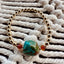 Pulsera de Turquesa Natural y Ámbar Báltico con Relleno de Oro de 14K
