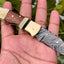 Artisan Crafted Damascus Steel Compact Folding Knife with Bone and Rosewood Handle - Korvel