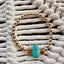 Pulsera de Turquesa Natural y Ámbar Báltico con Relleno de Oro de 14K