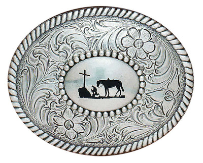 Elegant Silver Cowboy Prayer Buckle