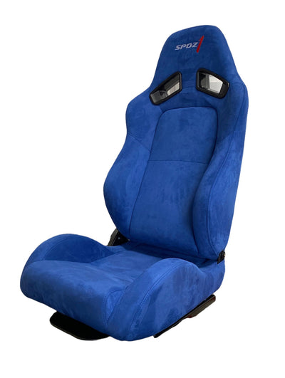 SPDZ1 Blast Blue Suede Reclinable Racing Seats