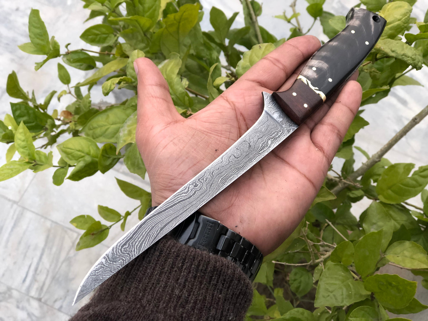 Premium Damascus Steel Fillet-Boning Knife with Elegant Rosewood and Horn Handle - 13-Inch - Korvel