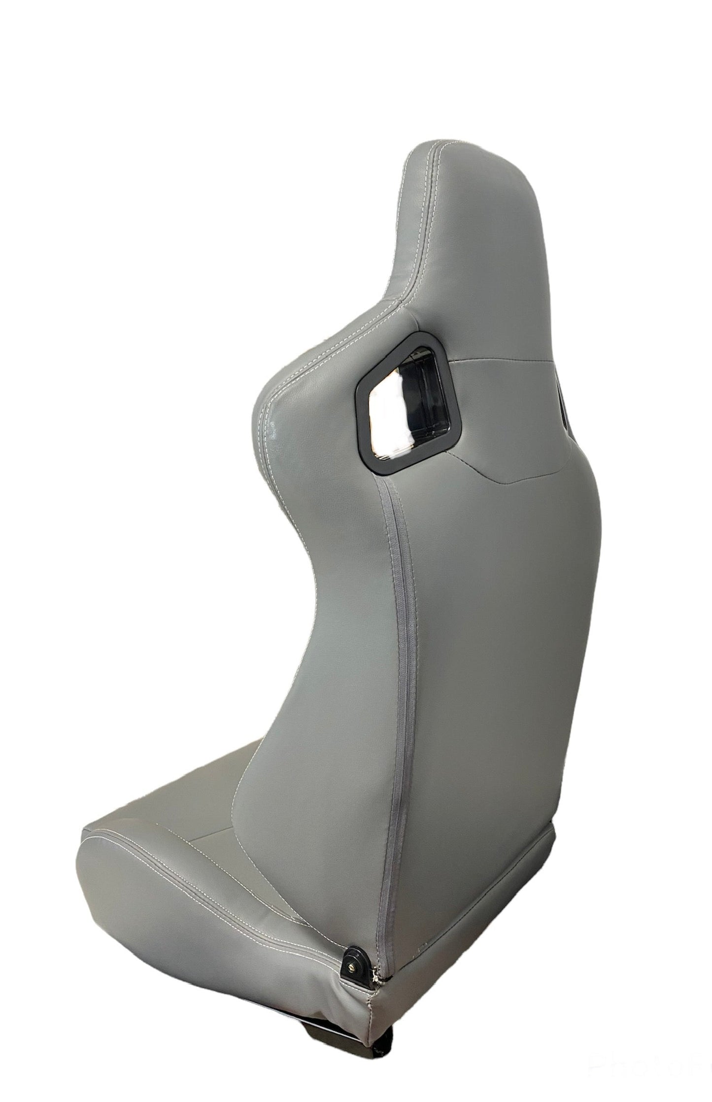 Asientos de Carreras SPDZ1 Katana - Cuero Gris con Costuras Blancas