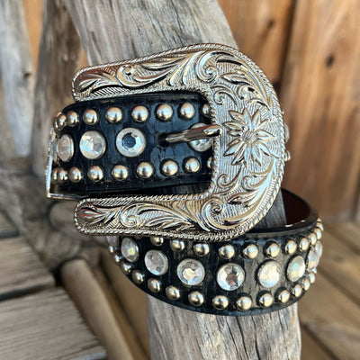 Sparkling Black Rhinestone Kids Belt | Stylish 3D Design - Korvel