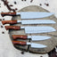 Premium 5-Piece Custom Handmade Stainless Steel Knife Set with Leather Roll & Elegant Rosewood Handles - Korvel