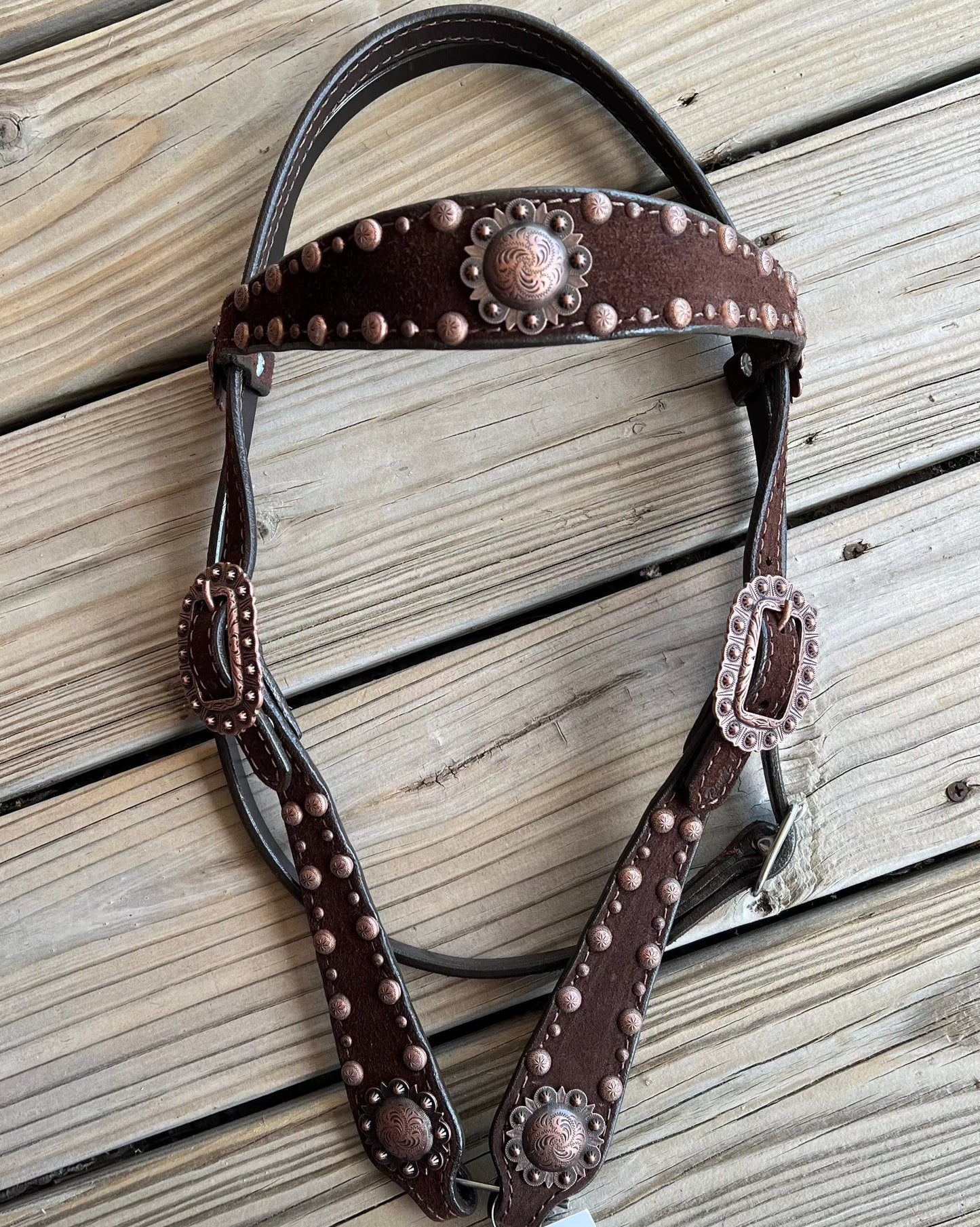 Premium Copper Dot Browband Headstall by Double J - Korvel