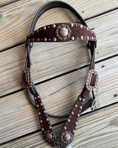Premium Copper Dot Browband Headstall by Double J - Korvel