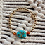 Pulsera de Turquesa Natural y Ámbar Báltico con Relleno de Oro de 14K