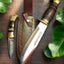 Outback Elite Dual Edge Knife Set – 16" D2 Bowie & Damascus Pocket Knife with Leather Sheath - Korvel