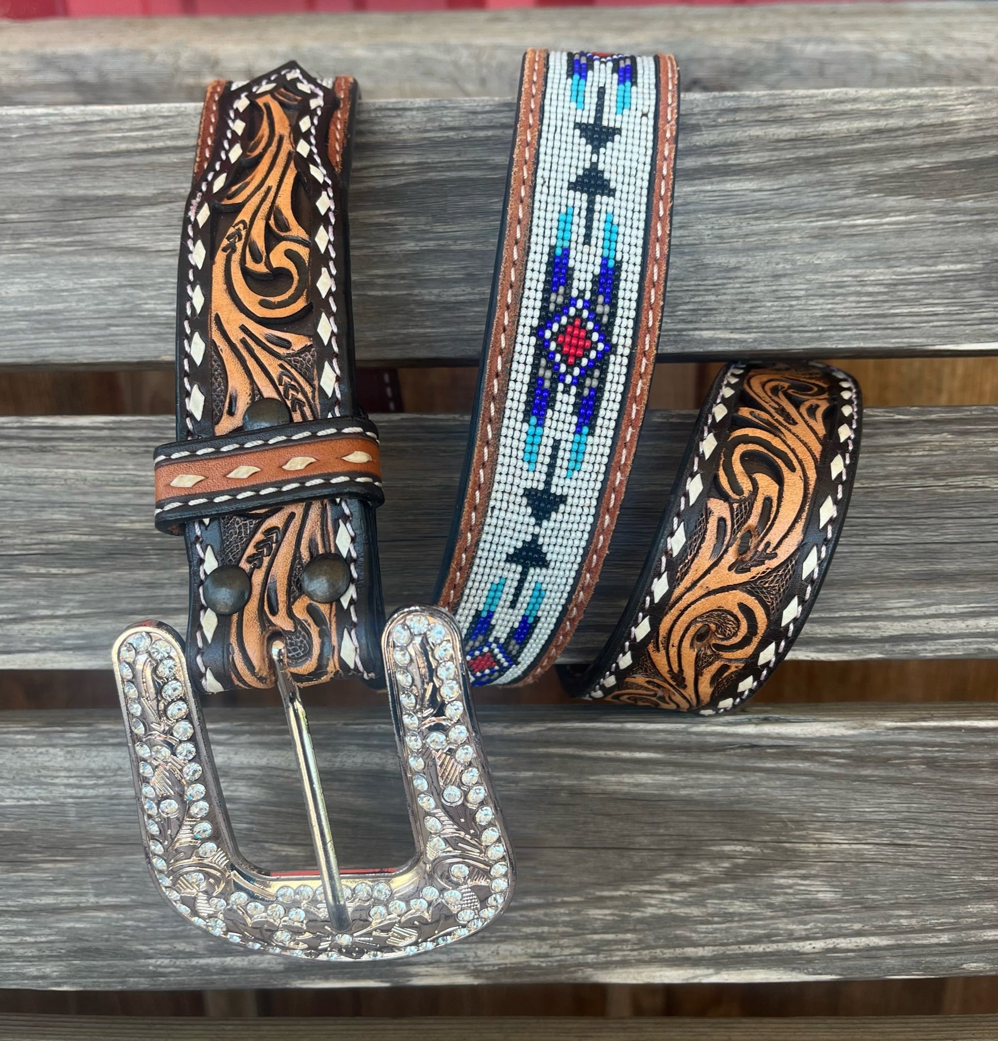 Vibrant Navajo Beaded Women's Belt by Nocona - Korvel