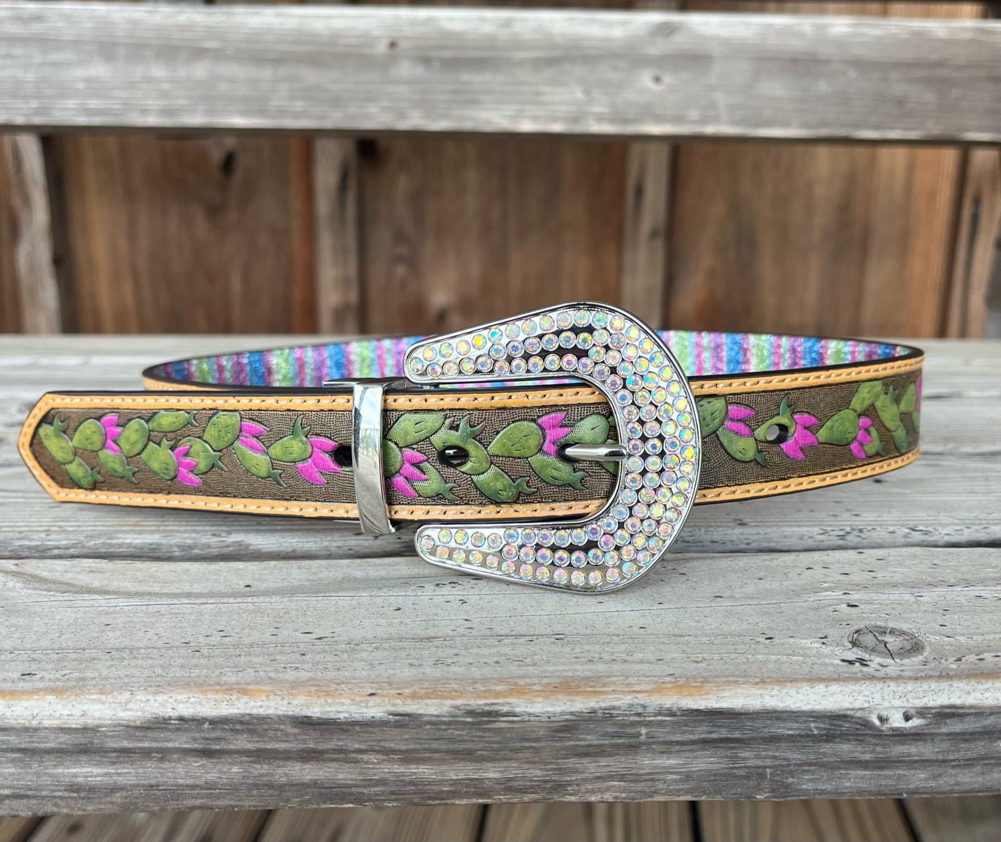 Dual-Sided Glitter & Cactus Kids Belt - Korvel