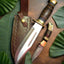 Outback Elite Dual Edge Knife Set – 16" D2 Bowie & Damascus Pocket Knife with Leather Sheath - Korvel