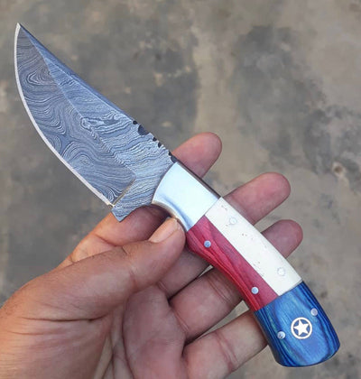 Texas Pride Custom Damascus Skinning Knife - Korvel