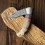 Premium Damascus Steel Folding Pocket Knife with Elegant Bone and Wood Handle - 3 Inch Blade & Leather Case - Korvel