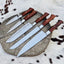 Premium 5-Piece Custom Handmade Stainless Steel Knife Set with Leather Roll & Elegant Rosewood Handles - Korvel