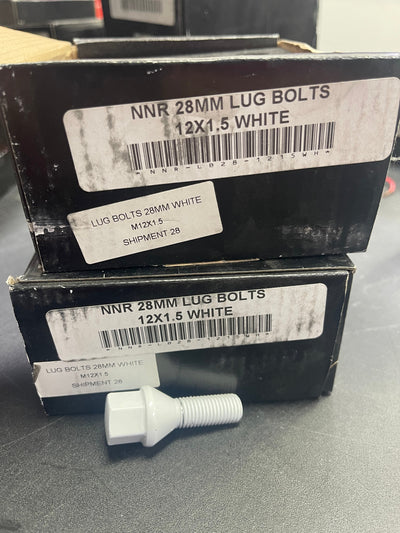 Premium NNR 12x1.5 28mm White Lug Bolts