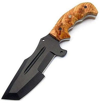 Premium D2 Steel Survival Knife with Unique Burl Olive Wood Handle - 11 Inches - Korvel