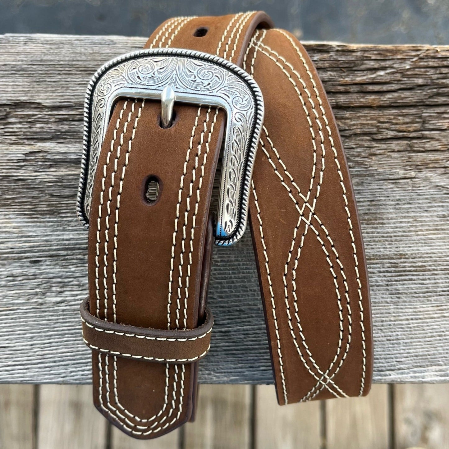 Men's Double Figure 8 Leather Belt | 3D Design - Korvel