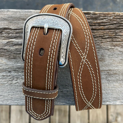 Men's Double Figure 8 Leather Belt | 3D Design - Korvel