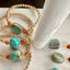 Pulsera de Turquesa Natural y Ámbar Báltico con Relleno de Oro de 14K