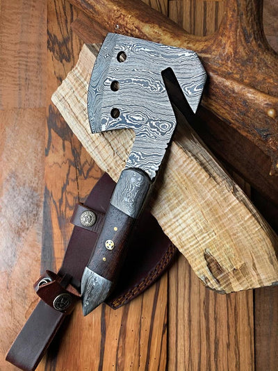 Premium Damascus Steel EDC Axe with Wooden Handle - Korvel