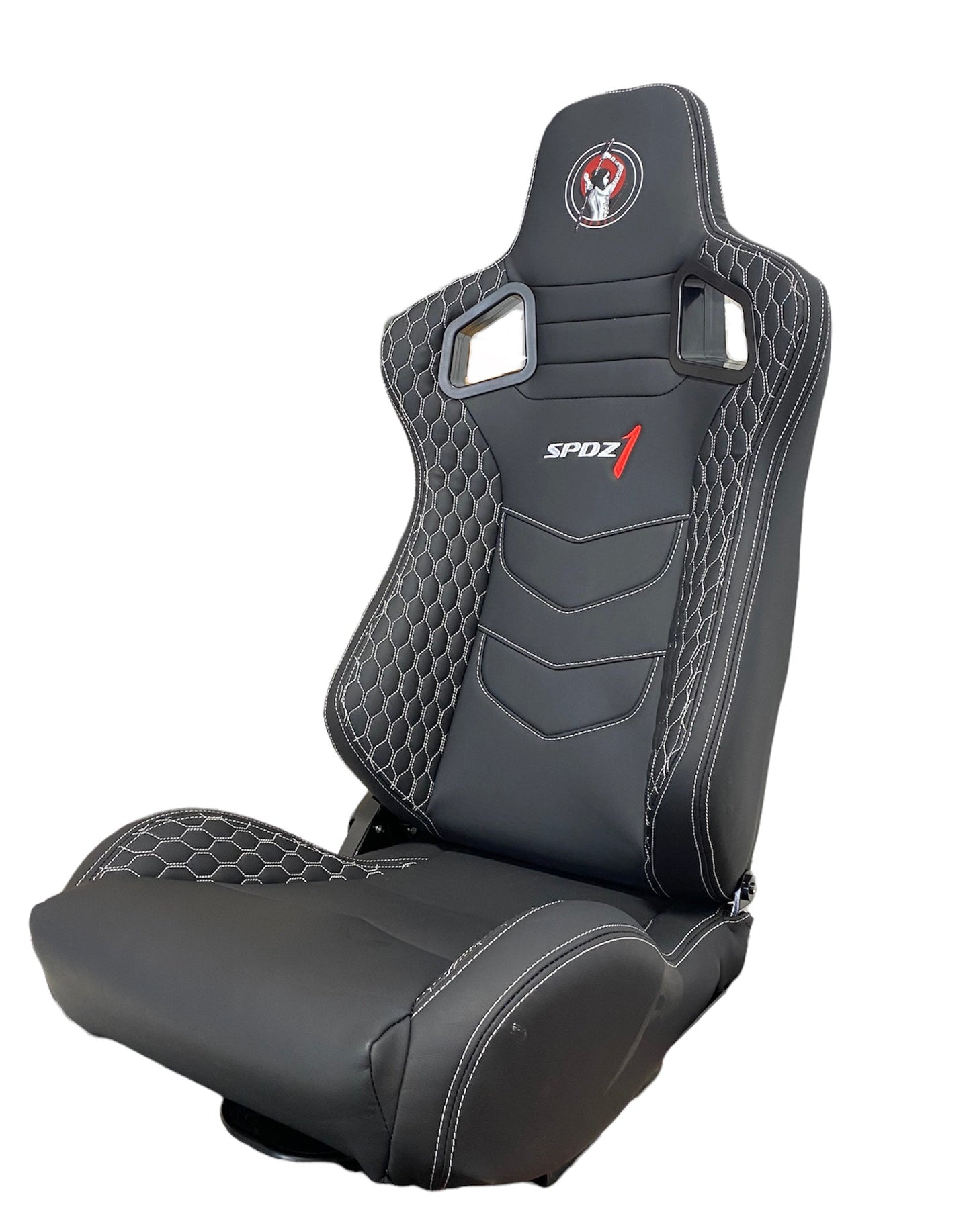 Asientos de Carreras SPDZ1 Katana - Cuero Negro con Costura Blanca